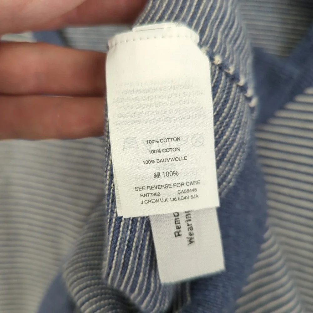 J.Crew Mens Size L Blue Striped 100% Cotton Crew Neck Long Sleeve Sweater Stripe